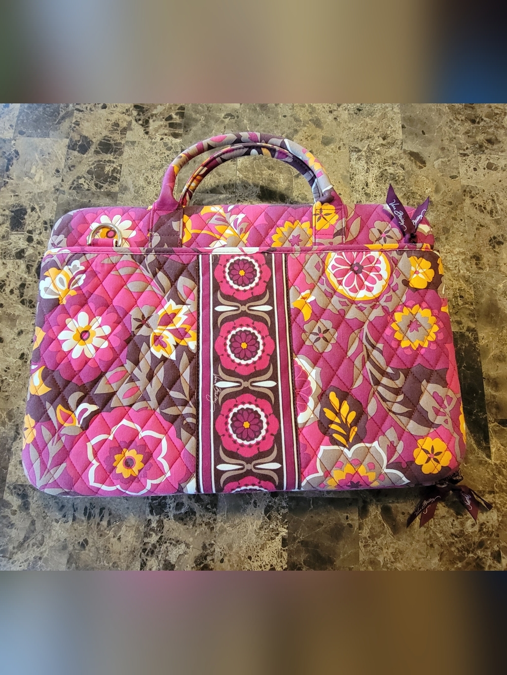 Vera Bradley Carnaby Quilted Laptop Case Sleeve Bag Padded Pink Floral